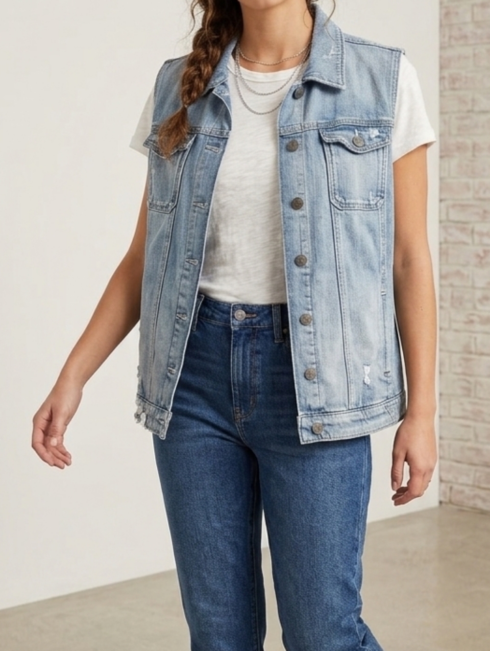 Guess Los Angeles Distressed Denim Vest